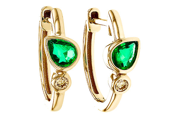 D320-68362: EARRINGS .38 TW EMERALD .44 TGW