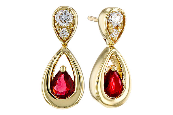 E320-66498: EARRINGS .40 RUBY .52 TGW (4x3 RUBY)