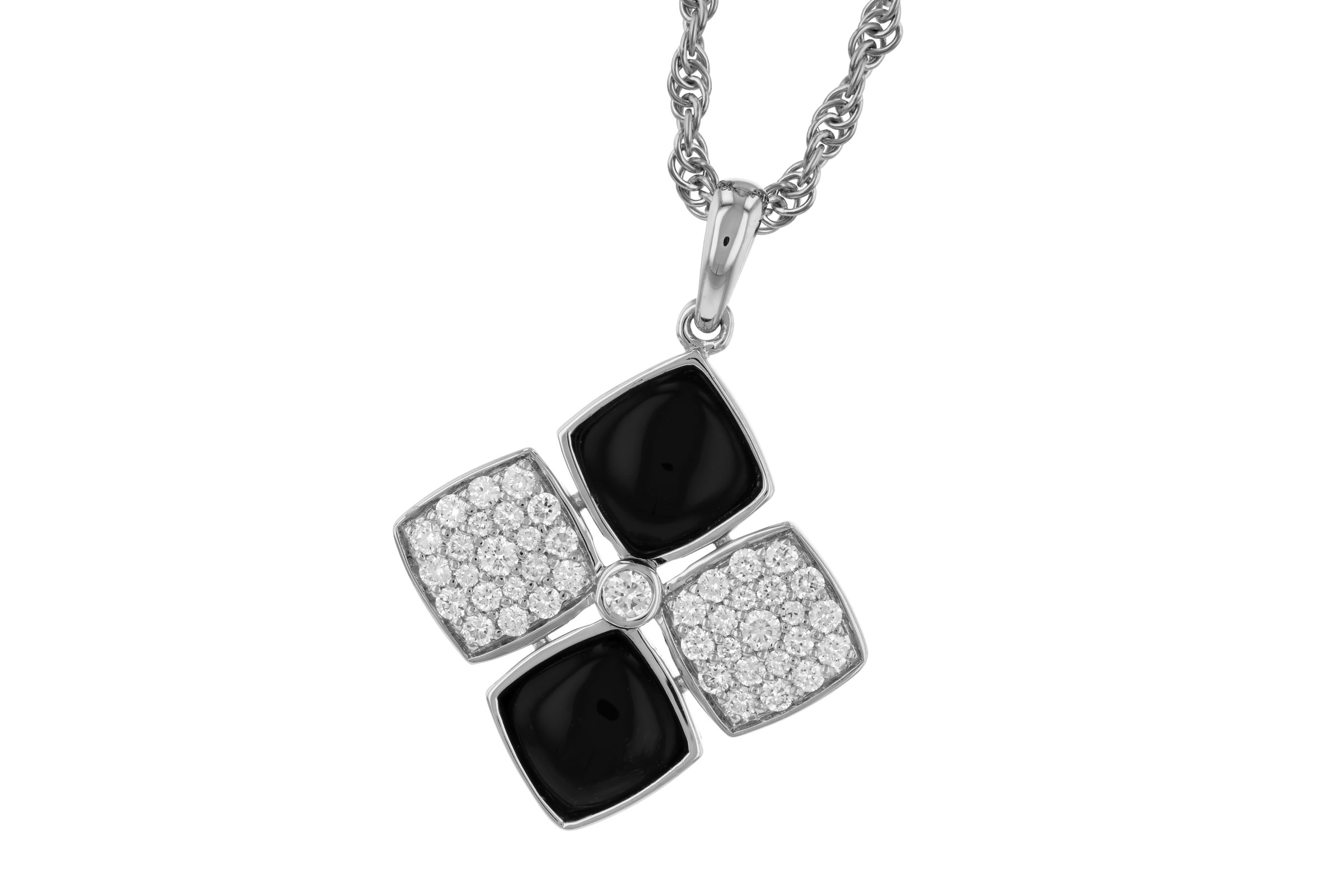 H321-55625: NECKLACE 1.23 TW ONYX 1.50 TGW