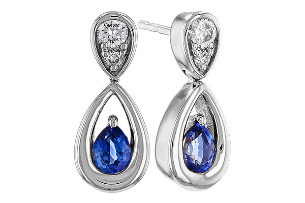 L320-66498: EARRINGS .42 SAPPHIRE .54 TGW (4x3 SAPP)