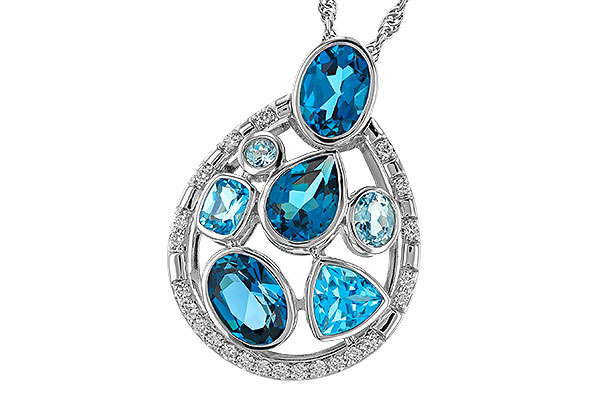 L320-69225: NECKLACE 3.23 TW BLUE TOPAZ 3.38 TGW