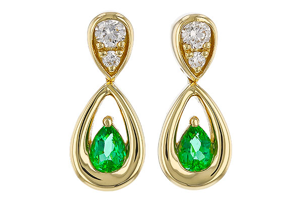 M320-67416: EARRINGS .20 EMERALD .32 TGW (4x3 EMER)