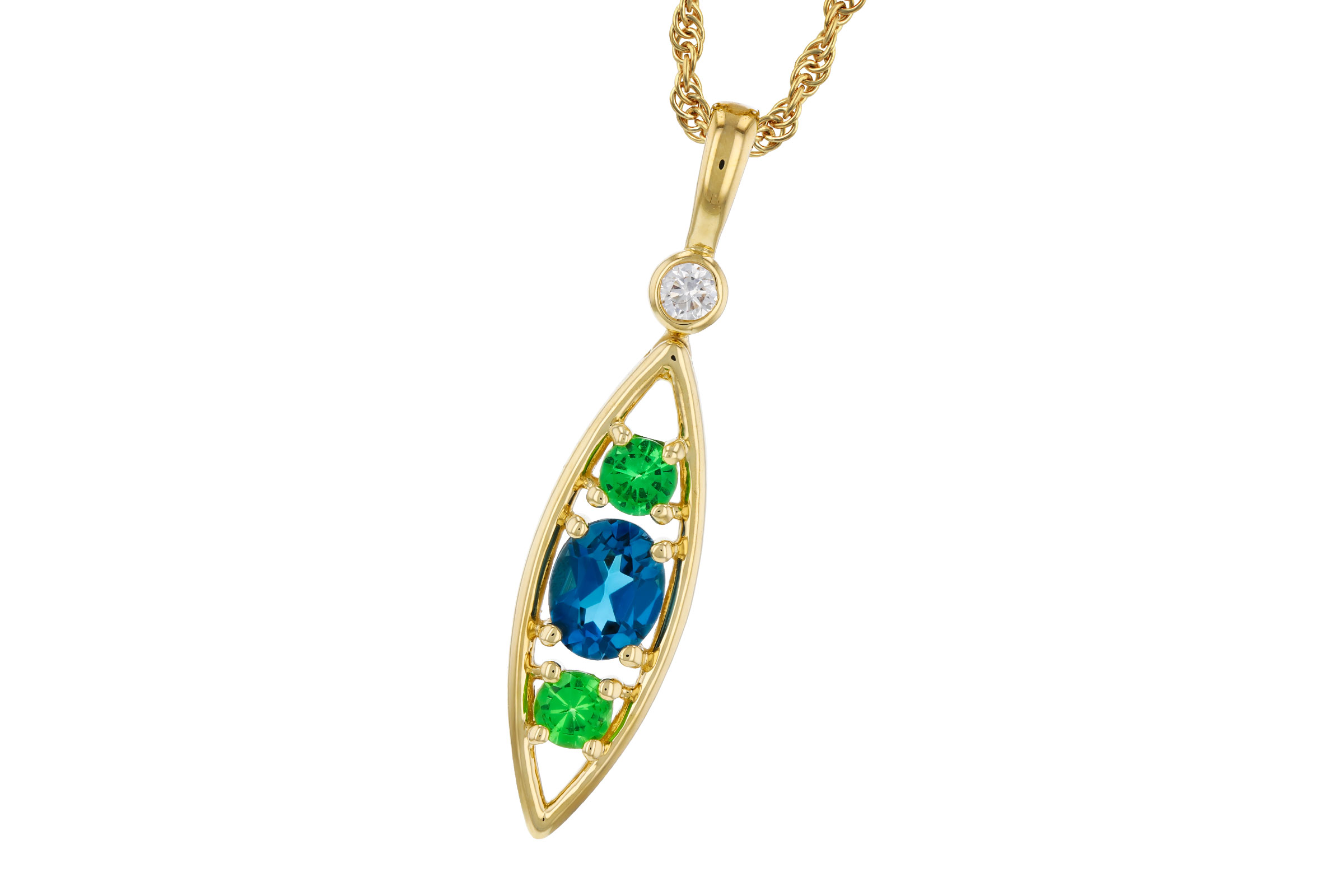 M321-56498: NECKLACE .54 SEMI-PREC (LBT & GR.GT) .58 TGW